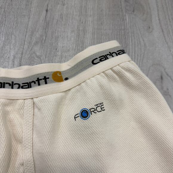 Carhartt Heavyweight Cotton Thermal Pants Men's Large Cream Base Layer Waffle - Picture 3 of 8